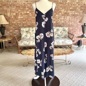 Xhilaration Navy Blue Floral Wide Split Leg Jumpsuit S